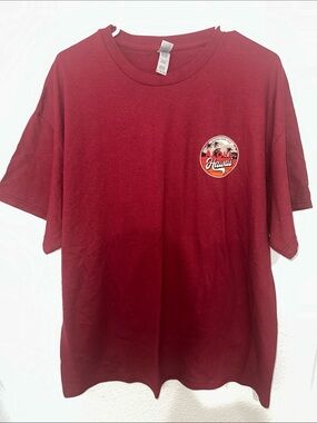 Gildan Maroon Short Sleeve Tee with Hawaii Patch
